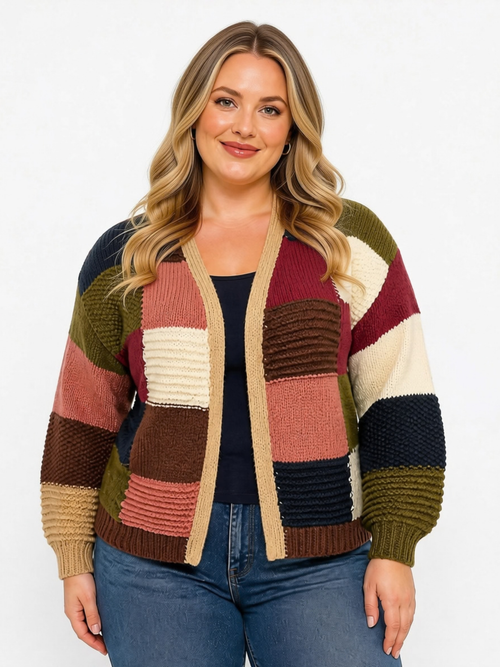 Colour Blocks Knit Cardigan