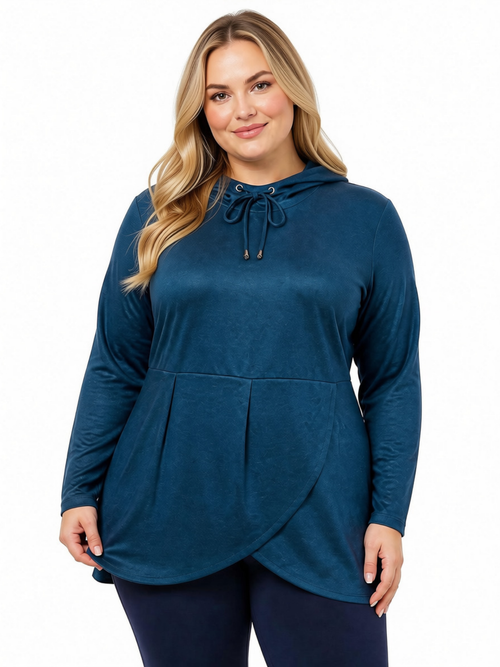 Black LABB Clothing | BL77-214Y Denim Blue Peplum Tunic