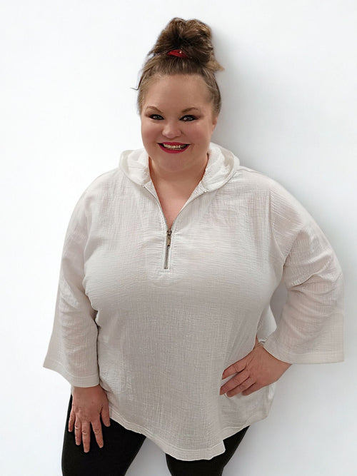 Parsley & Sage | White  Karl Double Gauze Hooded Top