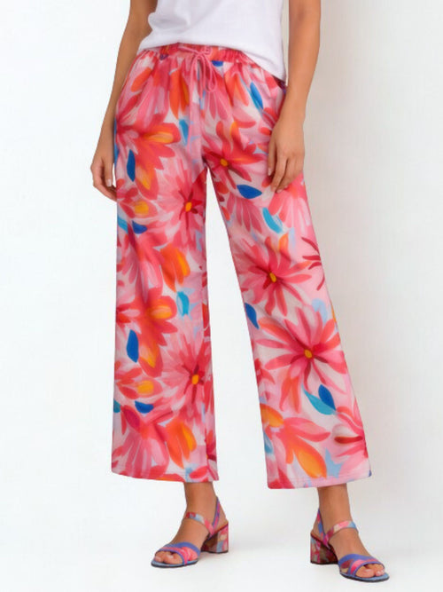 Carreli | Tencel Palazzo Pant, Floral Pop