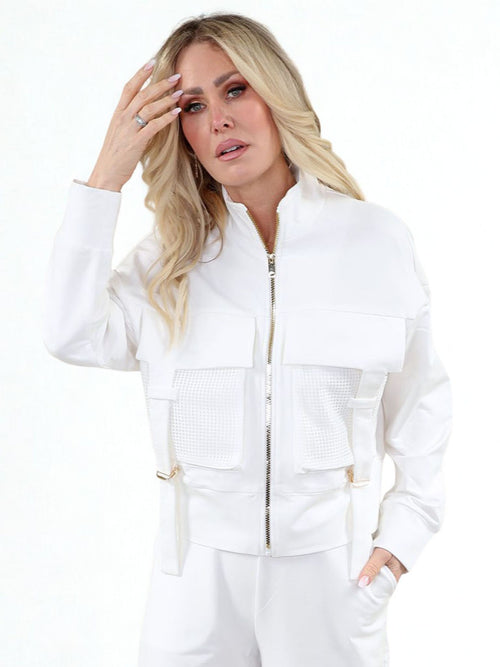 Michael Tyler |  Ivory Jacket with Mesh Pockets