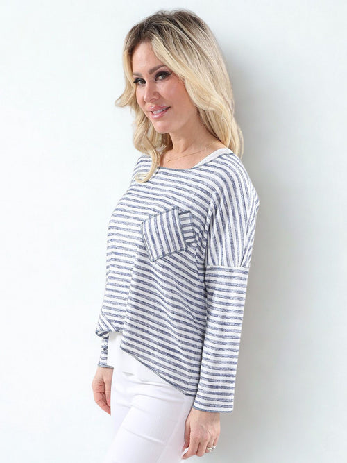 Michael Tyler | Denim Striped 2 Piece Layered Top