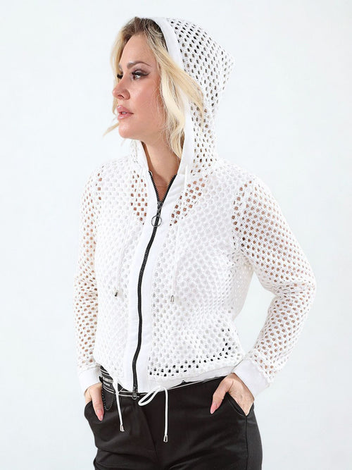 Michael Tyler | Ivory Hooded Mesh Jacket