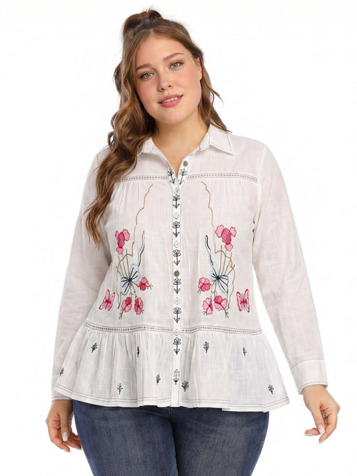 Parsley & Sage | Vita Ivory Floral Embroidered Blouse