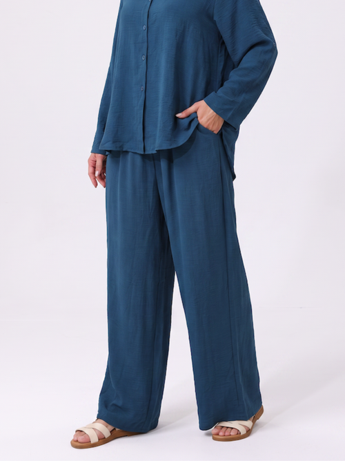 One Size Teal Pull On Pant With Pockets