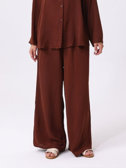 One Size Brown Pull On Pant With Pockets