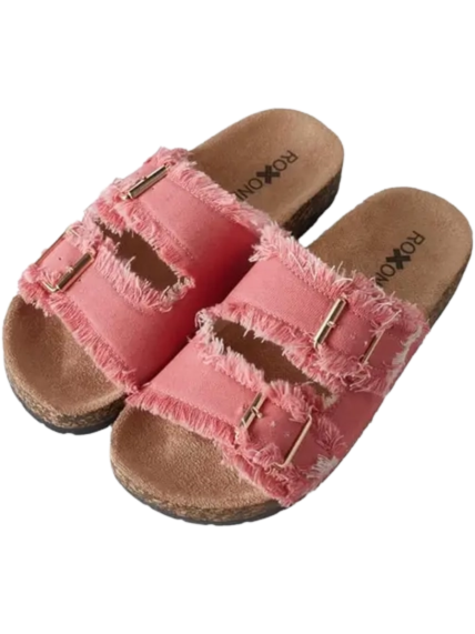 Women's Pink Comfort Flat Sandals Dual Adjustable Strap