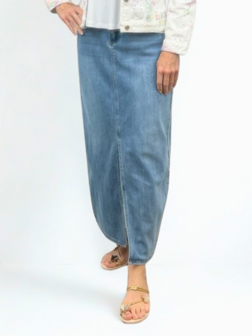 GG Jeans | Long Denim Skirt, Light Blue