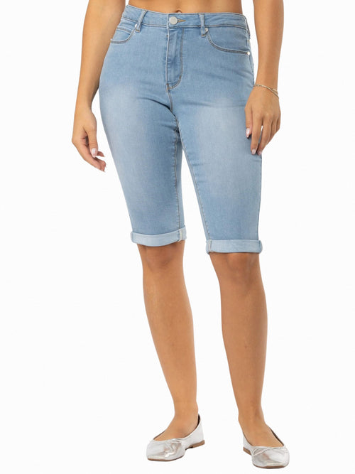 Carreli | Premium Angela Fit 5 Pocket Bermuda in Bleach