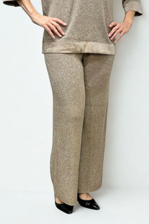 Picadilly | Praline Metallic Wide-Leg Knit Pant
