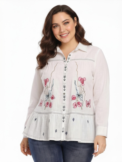 Parsley & Sage | Vita Ivory Floral Embroidered Blouse