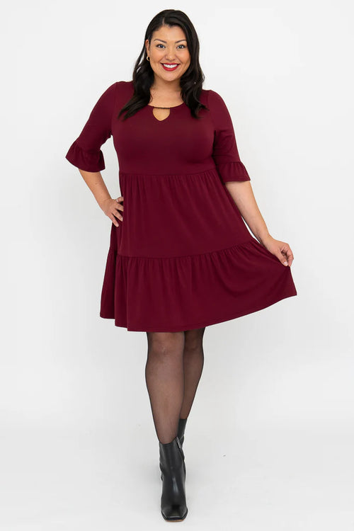 Blue Sky | Bernadette Dress, Burgundy, Bamboo