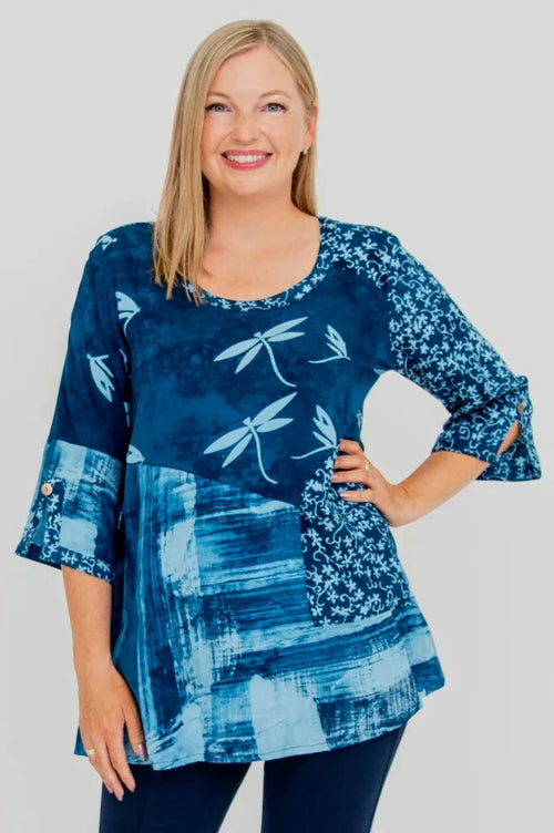 Blue Sky | Palace Blouse, Aqua Dragonfly