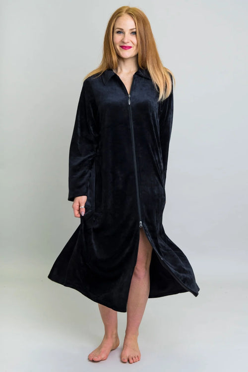 Blue Sky | Zip  Robe, Black, Bamboo