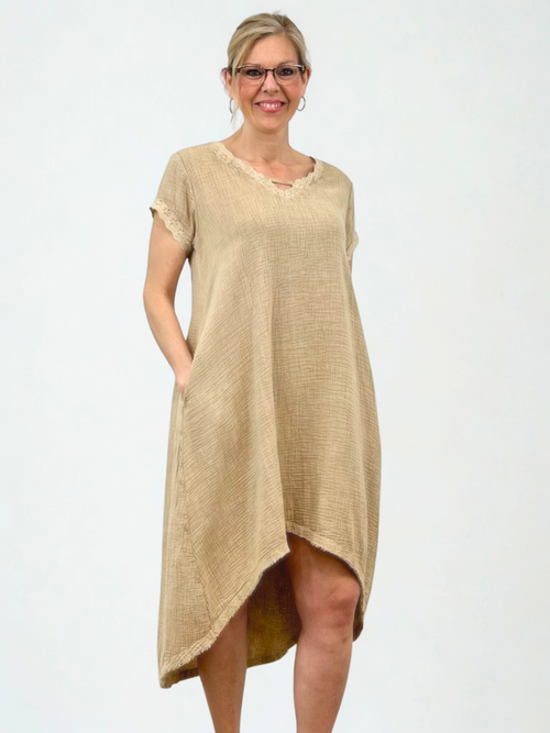 Parsley & Sage | Evelyn Double Gauze Dress, S S, Khaki