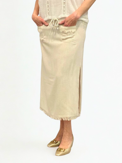 GG Jeans  | Linen Flax Skirt, Side Opening