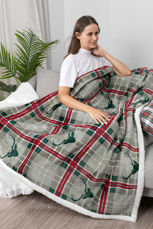 Antler Sherpa Hooded Blanket