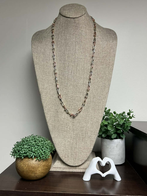 Rose Gold, Silver, and Gold Chain Link Necklace