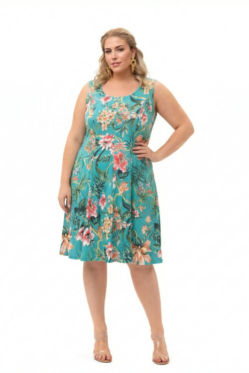 Ava Dress, Teal Fiji, Linen Bamboo