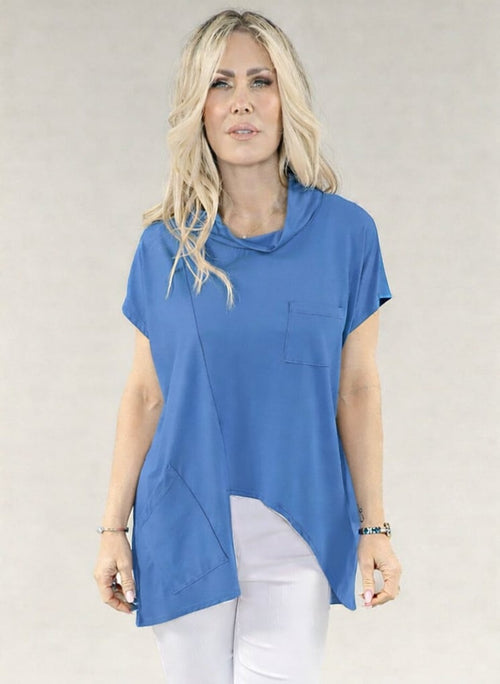 Michael Tyler | Denim Tunic with Front Cut-out