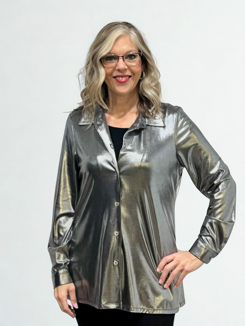 Michael Tyler | Silver Long Sleeve Blouse