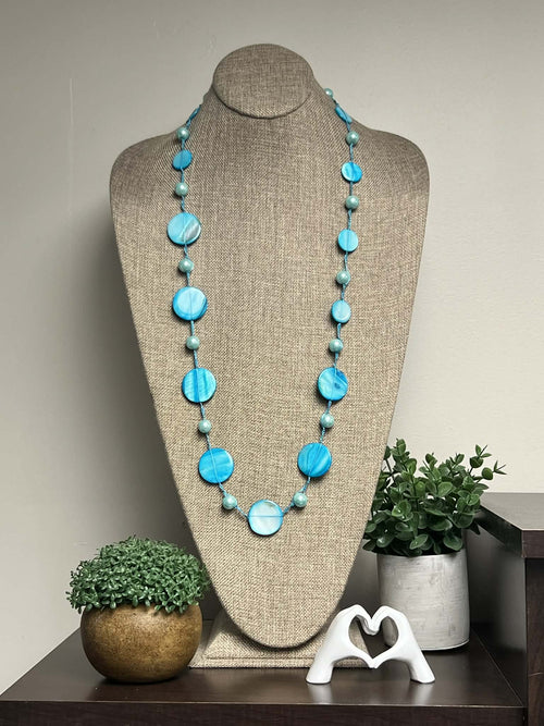 Turquoise Resin Beaded Necklace