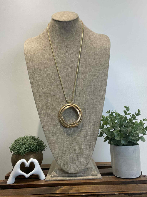 Circular Braid Necklace in Gold