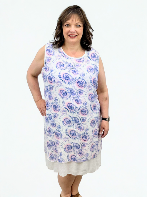 One Size Pink Circular Print Dress