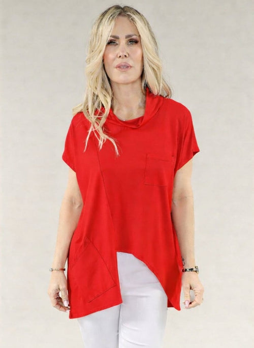 Michael Tyler | Red Tunic with Front Cut-out