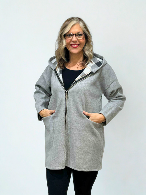 Grey Jacket with Plaid Interior