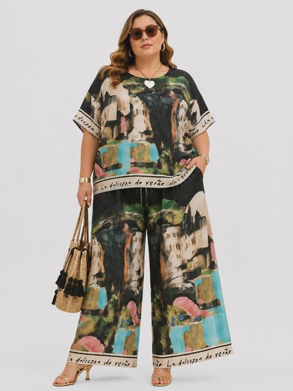 One Size Black Palazzo Artistique Set "Dolcezza" - 2 Piece Set