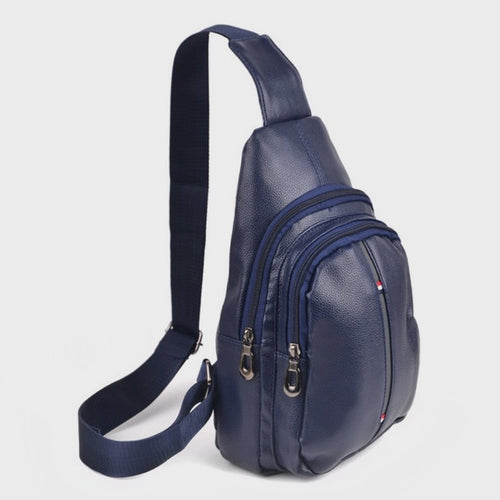 Navy Leather Sling Bag