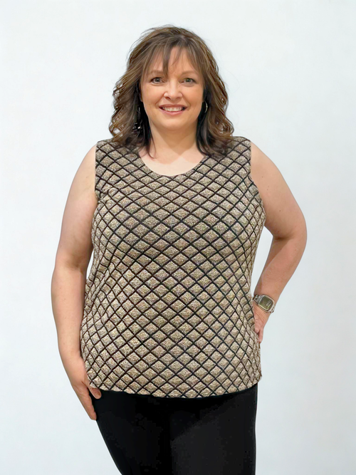 Modes Crystal | Champagne Cami with Diamond Pattern