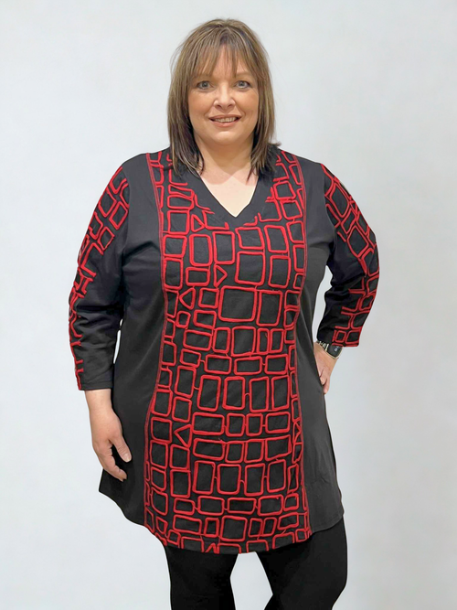 Parsley & Sage Red Black Genesis Tunic
