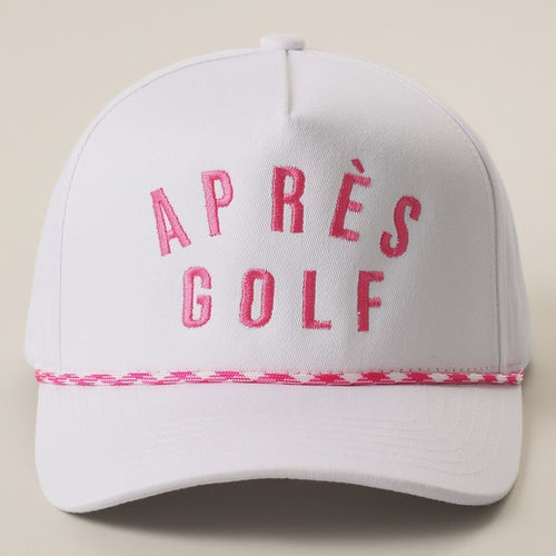 White/ Hot Pink Embroidered Rope Golf Cap