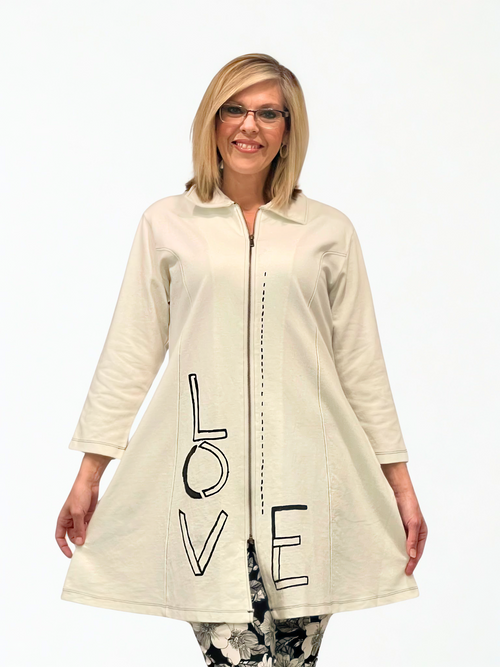 Parsley & Sage | Cream Cotton LOVE Zip Jacket