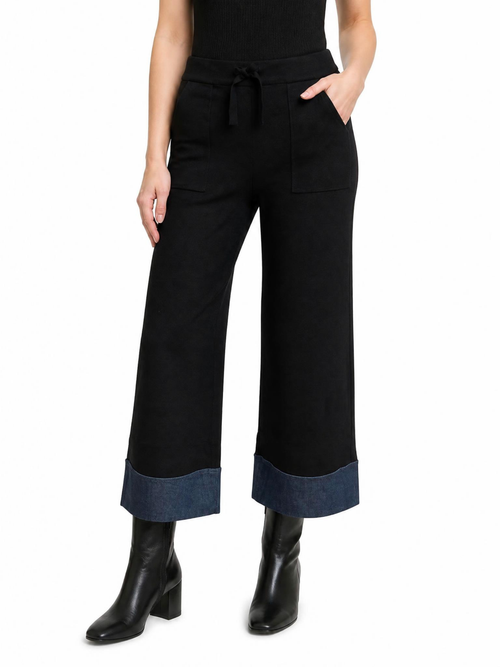 Orange | Black Willow's Knitted Pant with Denim Trim