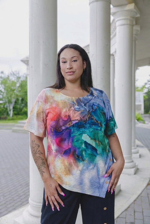 Black LABB Clothing | BL97-Coloured Marble Short Sleeve Tunic