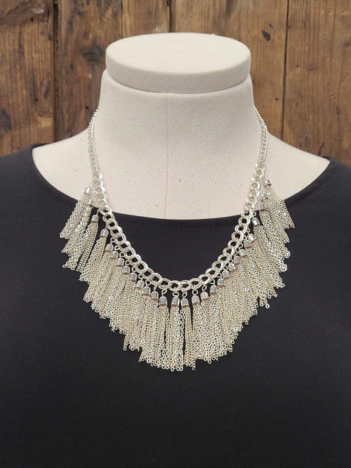 Silver Necklace with Hanging Links