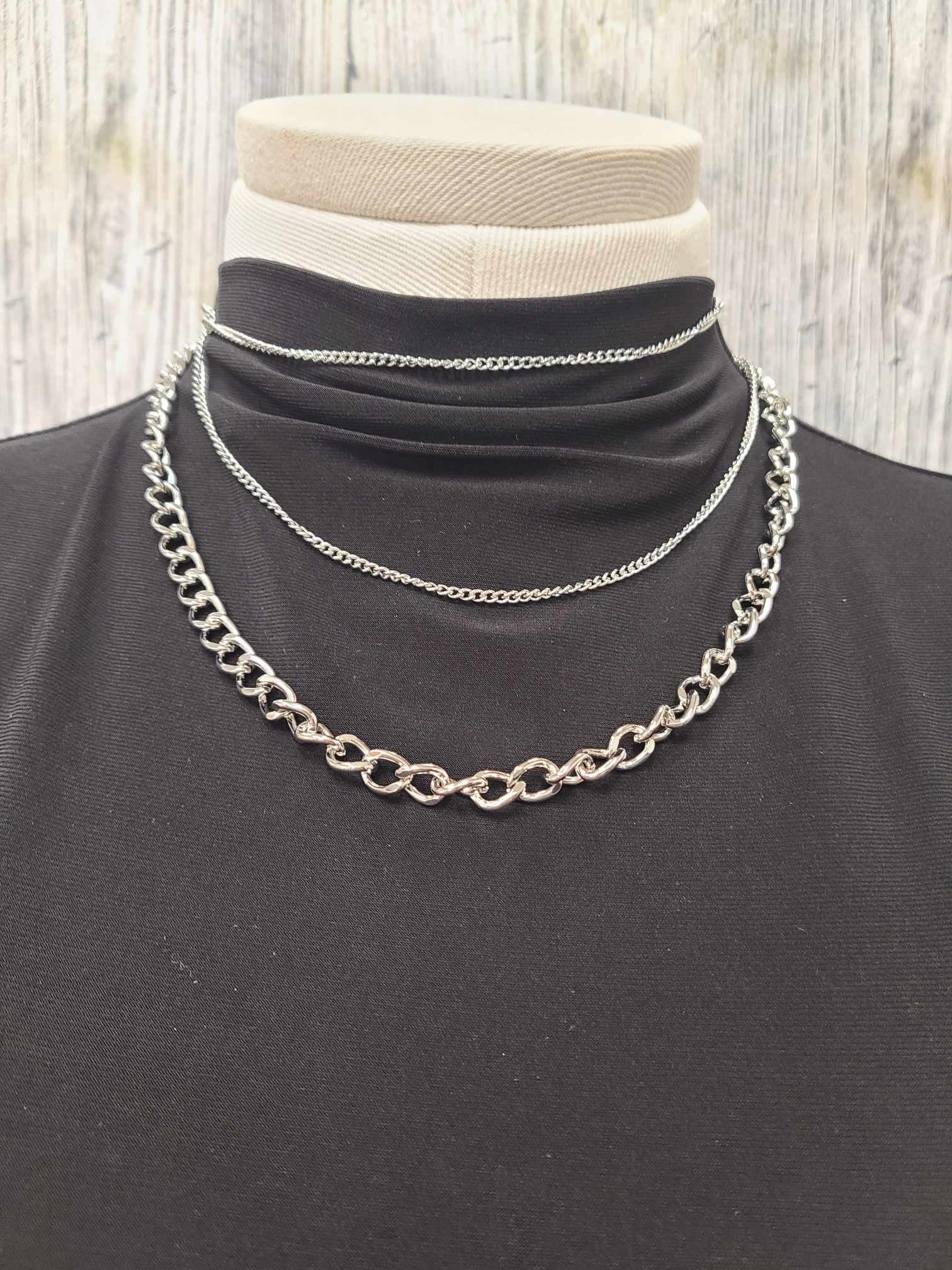 Silver Multi Chain Necklace.