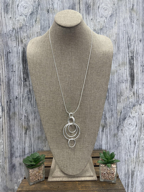 Long Necklace With Silver Colour Loops with Chain