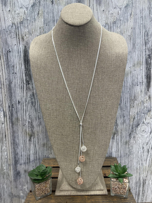 Long Necklace with 2-Tone Wire Balls