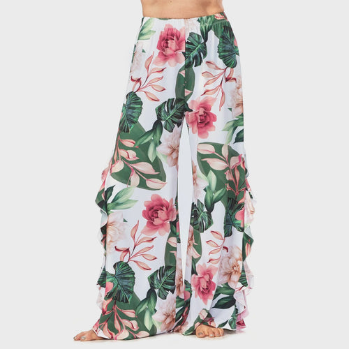 Green/White Floral Ruffled Pant
